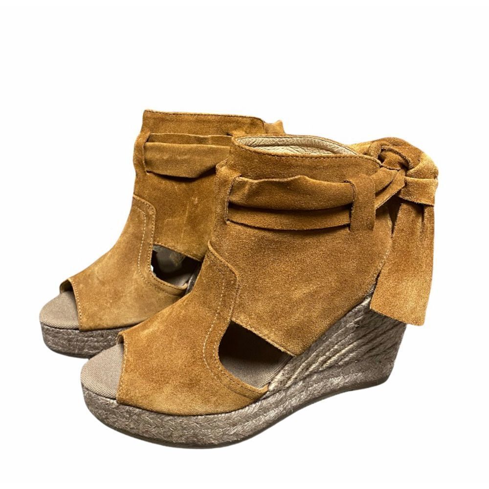 Kanna Tan Suede Basket Karneol Espadrille Platform Wedge NEW Size 36